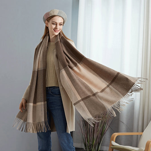 Bufanda Escocesa de Lana para Mujer - Abrigo Cálido Otoño e Invierno - Image 45