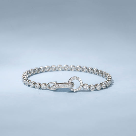 Pulsera de Plata Esterlina con Diseño de Burbujas y Diamantes Completos