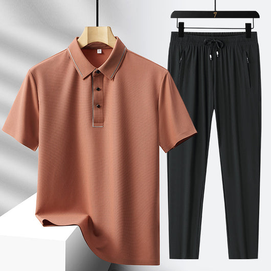 Conjunto Deportivo Polo y Pantalón Ice Silk sin Costuras - Lujo Ligero - Image 5