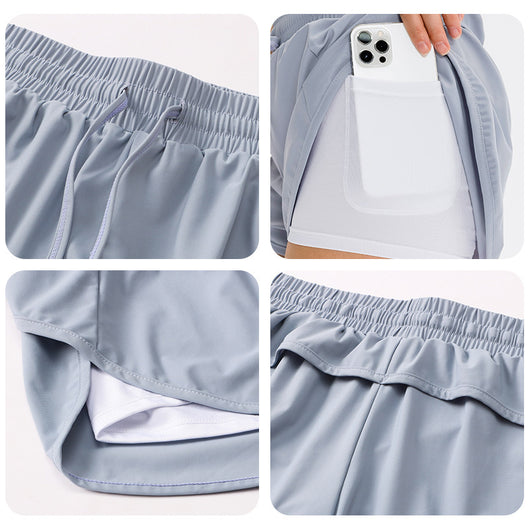 Shorts Deportivos Falsa Dos Piezas con Bolsillos para Mujer - Image 7