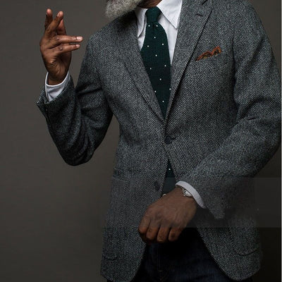 Blazer de Tweed Lana Estilo Británico Retro para Hombre - Image 3