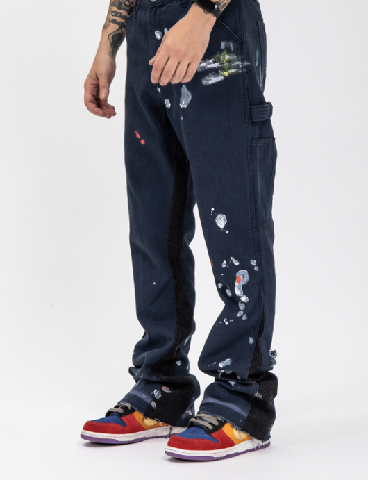 Jeans Anchos Desgastados con Diseño Graffiti Splash de Pintura Artesanal - Image 3