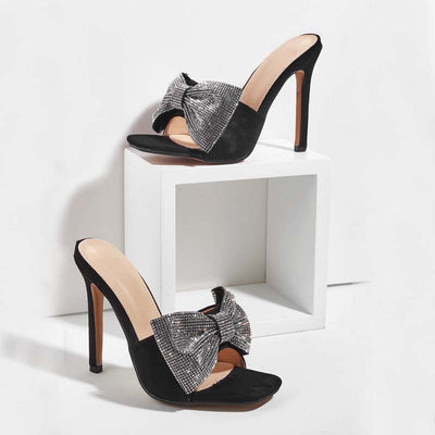 Sandalias Tacón Stiletto con Moño y Strass Brillantes - Image 7