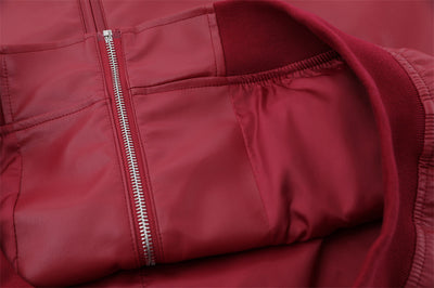 Abrigo de Cuero PU con Cuello Mao y Bordados en Contraste para Hombre - Image 10