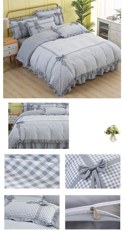 Conjunto de Pijama Cuadrille Estilo Princesa Coreano de 4 Piezas con Encaje - Image 20