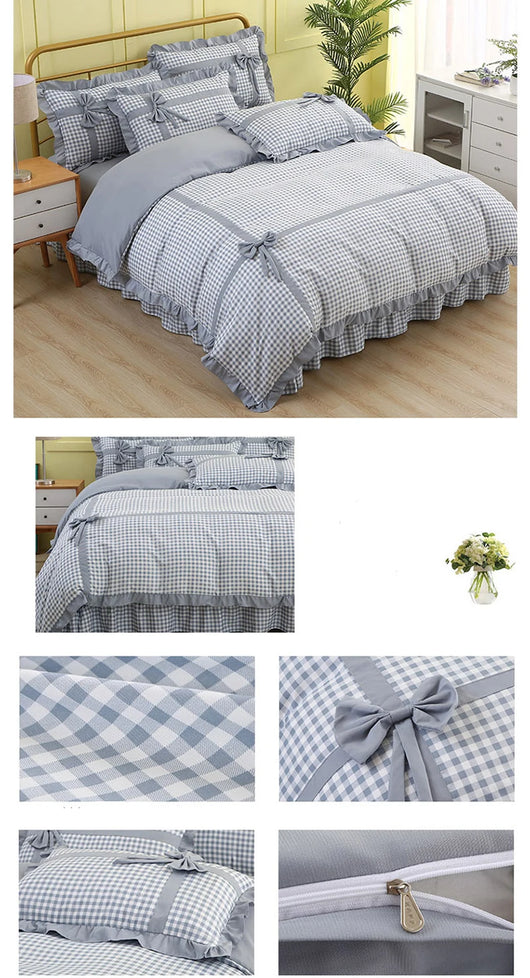 Conjunto de Pijama Cuadrille Estilo Princesa Coreano de 4 Piezas con Encaje - Image 20