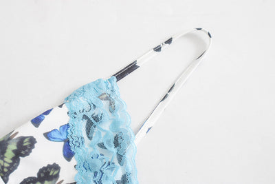 Top Corto Ajustado con Tirantes y Estampado de Mariposas en Encaje - Image 7