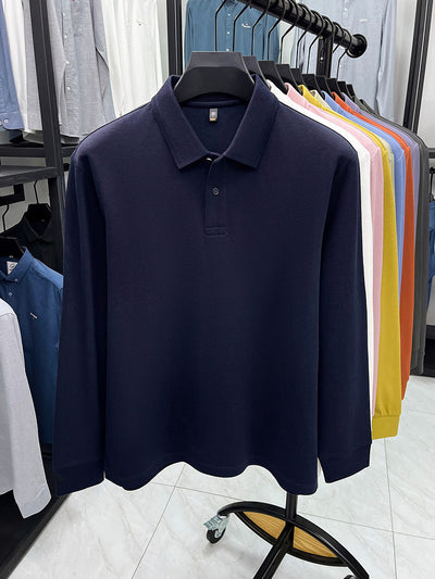 Polo de Algodón Mercerizado Manga Larga para Hombre - Ropa Casual Primavera Otoño - Image 18