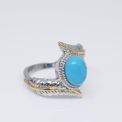 Anillo de Turquesa Verde con Pluma Incrustada - Diseño Europeo Elegante para Compromisos y Fiestas - Image 4