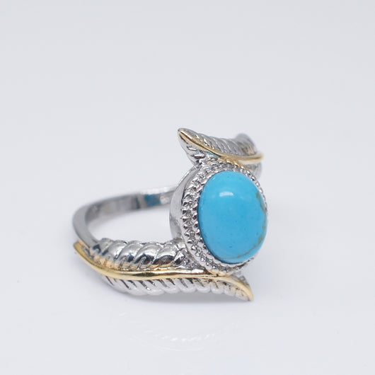 Anillo de Turquesa Verde con Pluma Incrustada - Diseño Europeo Elegante para Compromisos y Fiestas - Image 4