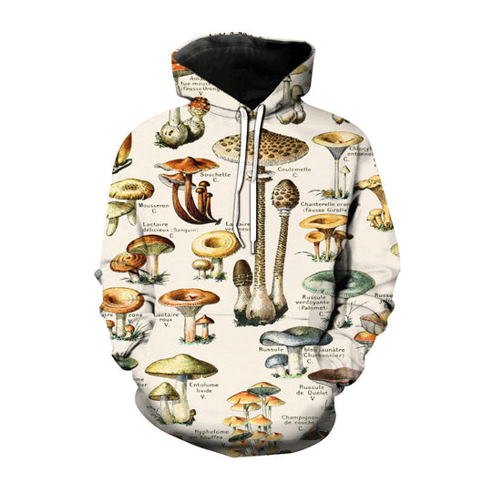 Sudadera Hoodie Suelta Estampada con Diseño de Hongos para Hombre - Image 2