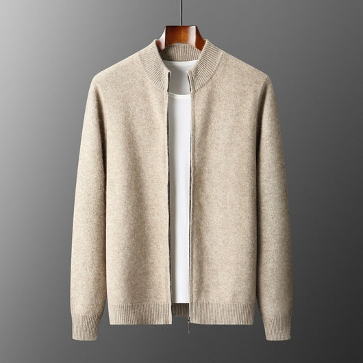 Cardigan de Lana para Hombre con Cuello Alto y Cierre de Cremallera - Image 2