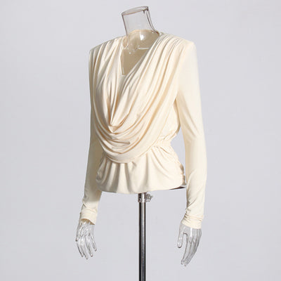 Blusa Ajustada con Cuello Camisero y Hombros Acolchados para Mujer - Image 9