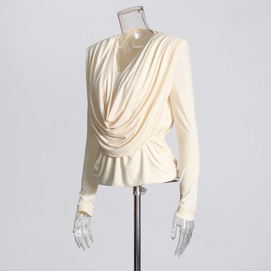 Blusa Ajustada con Cuello Camisero y Hombros Acolchados para Mujer - Image 9