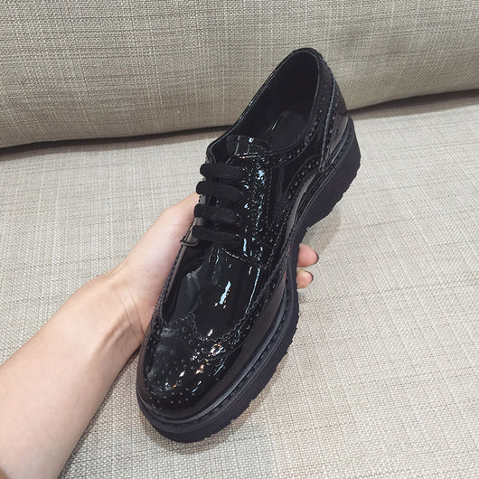 Zapatos de Cuero Charol Estilo Británico con Suela Gruesa para Mujer - Image 14
