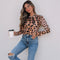 Suéter Ajustado Estampado Leopardo para Mujer con Mangas Largas