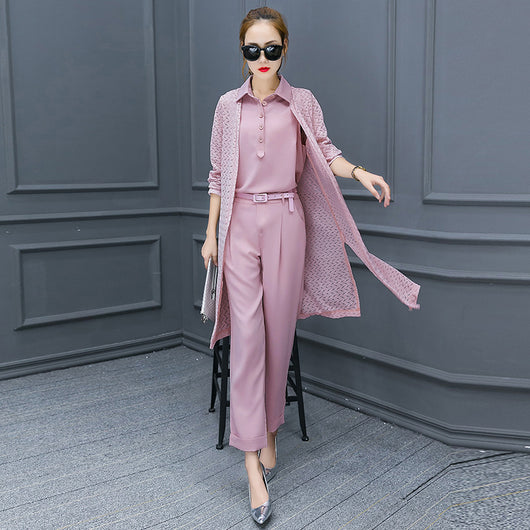 Traje Ejecutivo Tres Piezas para Mujer - Blusa Chiffon y Pantalón Slim - Image 14