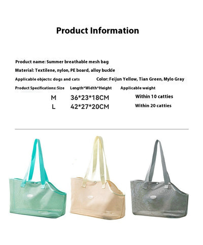 Bolsa Bandolera de Malla Transpirable para Gatos - Primavera Verano - Image 13