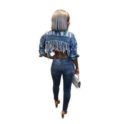 Chaqueta Denim Cropped para Mujer - Estilo Casual y Versátil - Image 9