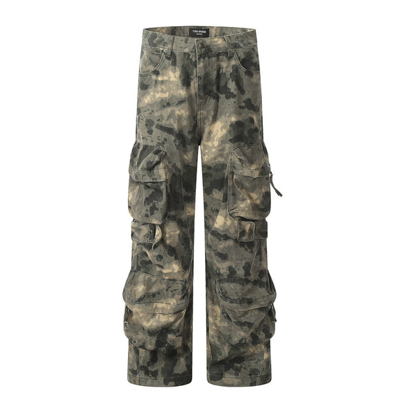 Pantalones de Trabajo Camuflaje Tie-dye Multi-bolsillos para Montaña