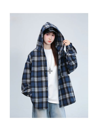 Chamarra Hoodie de Cuadros Estilo Retro Americano Unisex - Image 5