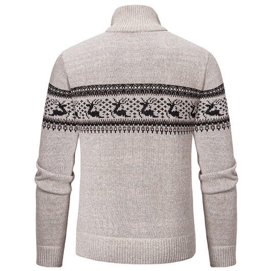 Suéter Tejido de Cuello Medio Cierre Half-zip Talla Grande - Image 6