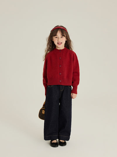 Cardigan Tejido Rojo Estilo Coreano para Niña - Image 11