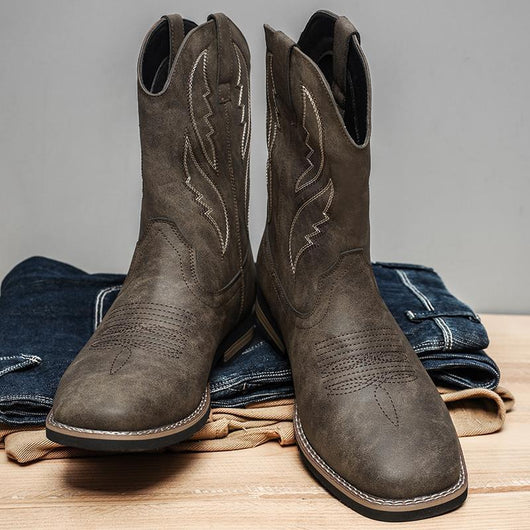 Bota Vaquera Retro Otoño Invierno - Estilo Western Clásico - Image 3