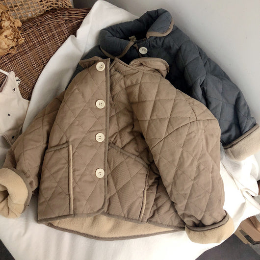 Abrigo de Niña en Cashmere y Algodón Acolchado con Solapa