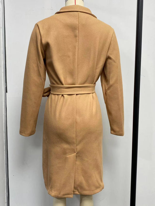 Abrigo de Lana para Mujer Cuello Polo Manga Larga Color Sólido Otoño Invierno - Image 40