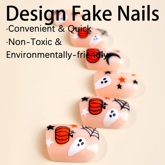 Uñas Postizas Temática Halloween: Calabaza, Araña y Fantasma - Image 12