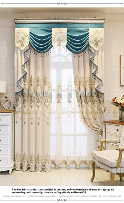 Cortinas Europeas de Lujo con Bordado Hueco de Flores para Sala de Estar - Image 9