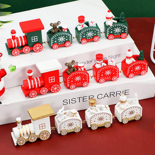 Tren Navideño de Madera - Decoración Festiva