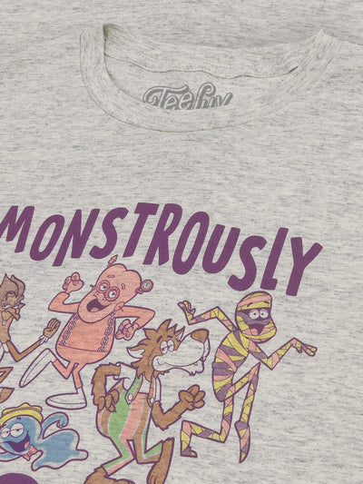 Camiseta Mascotes de Monstros de Cereal da General Mills Monstruosamente Boas - Heather Oatmeal