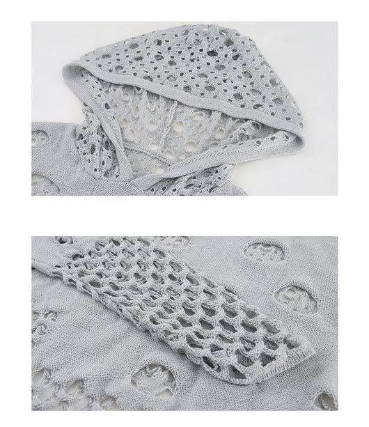 Sudadera con Capucha Hueca para Hombre Primavera Negra con Perlas Decorativas - Image 10