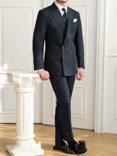 Traje Retro Slim Fit de Seis Botones a Rayas para Hombre - Image 3