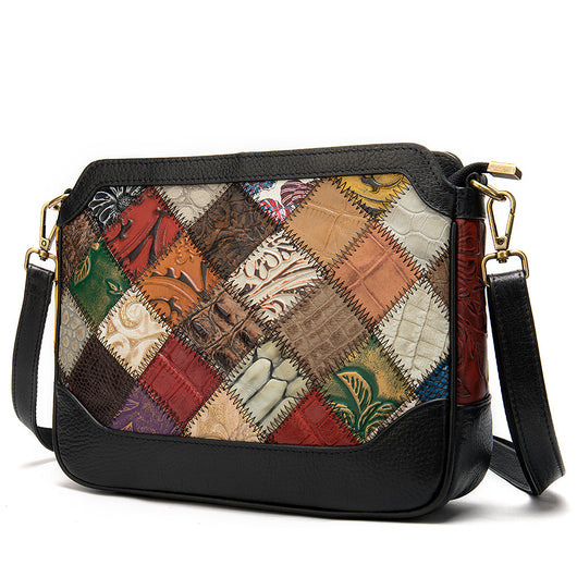 Bolso de Hombro Vintage con Relieve Artesanal