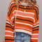 Suéter Cropped Oversized con Rayas Naranjas