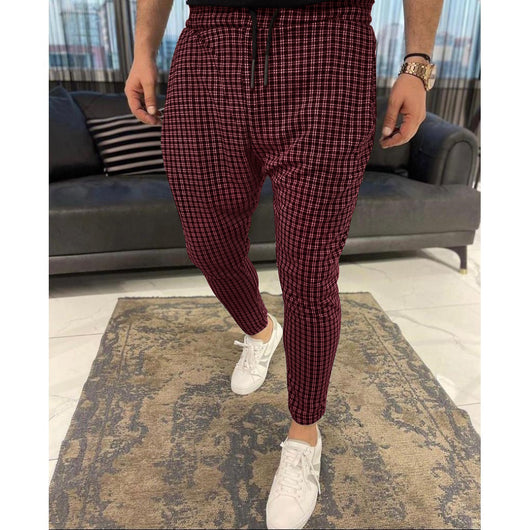 Pantalones de Cuadros Pequeños con Encaje para Hombre - Image 4