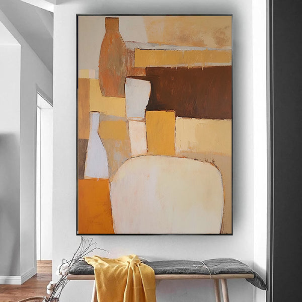 Cuadro Abstracto Óleo sobre Lienzo para Sala de Estar - Arte Moderno sin Marco