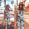 Jumpsuit Estampado Cuello V Manga Corta para Mujer