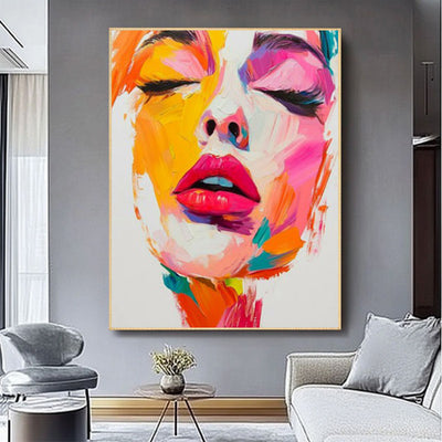 Cuadro Abstracto Moderno Pintura al Óleo Hecha a Mano - Rostro Contemporáneo con Técnica de Espátula - Image 15
