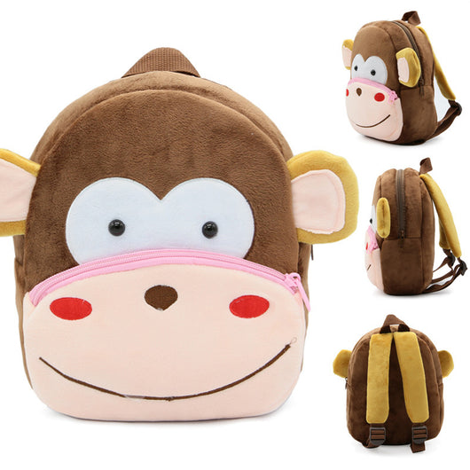 Plush gray and navy blue elephant backpack for toddlers, featuring a front zipper pocket, brown ears, and adjustable straps. - Image 4
