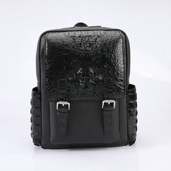 Bolsa de Cuero Genuino con Textura de Cocodrilo para Hombre