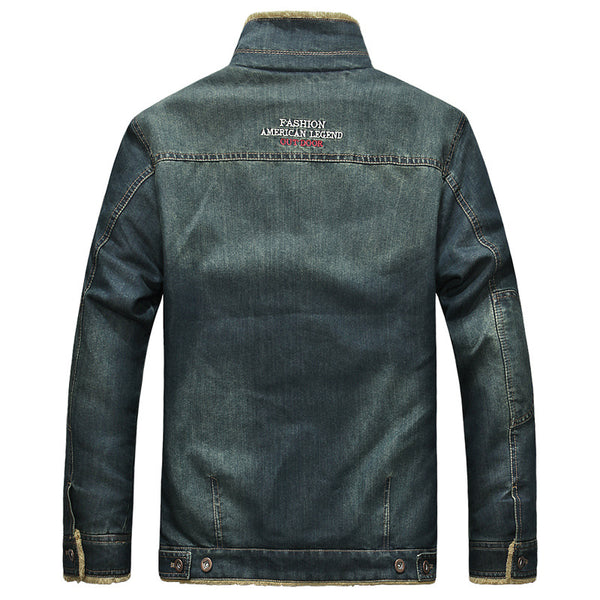Chaqueta de Mezclilla para Hombre Talla Grande con Forro de Terciopelo