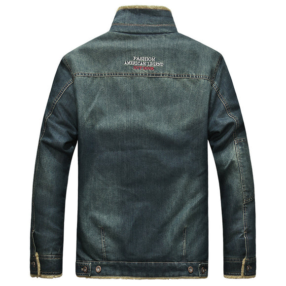 Chaqueta de Mezclilla para Hombre Talla Grande con Forro de Terciopelo