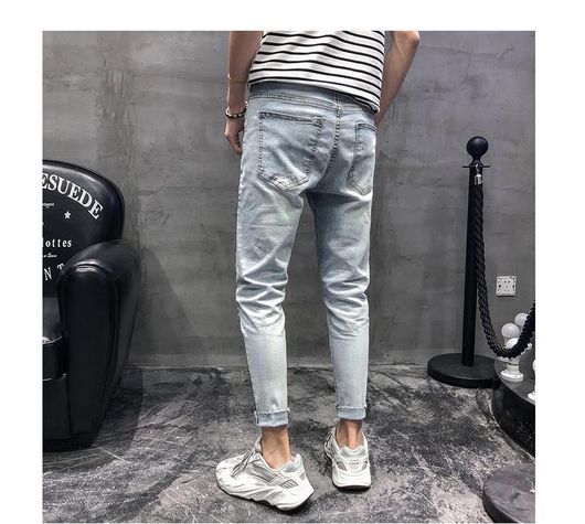 Jeans Slim Fit con Bordados Artesanales y Detalles Perforados para Hombre - Image 8