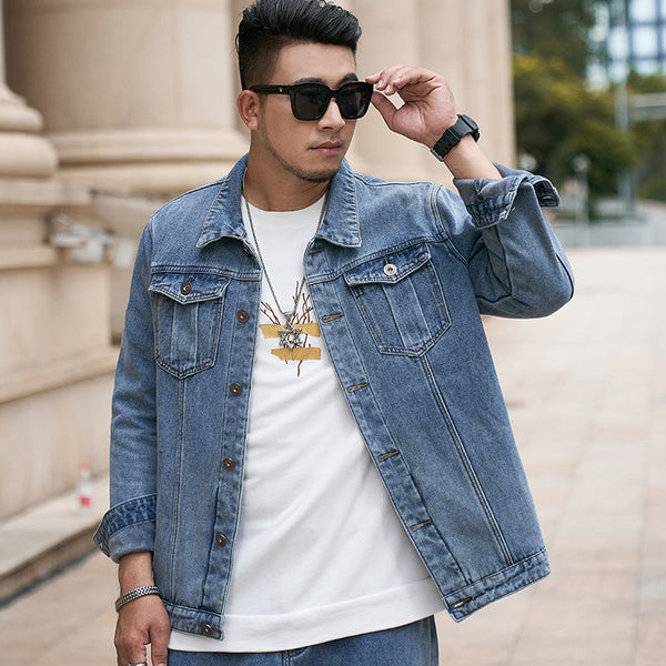 Chaqueta Denim Premium para Hombre Talla Grande con Forro de Terciopelo