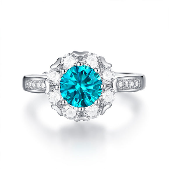 Anillo de Plata S925 Azul Hielo Elegante para Mujer