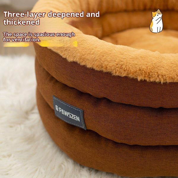 Cama Redonda para Mascotas Acolchada Invierno Tamaño Grande
